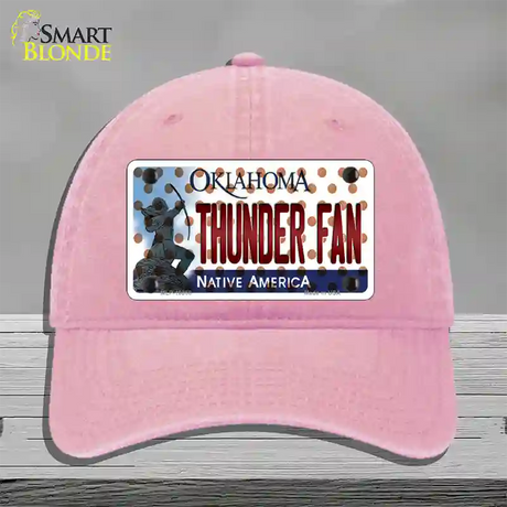 Thunder Fan Oklahoma Novelty License Plate Hat Unconstructed Cotton / Pink