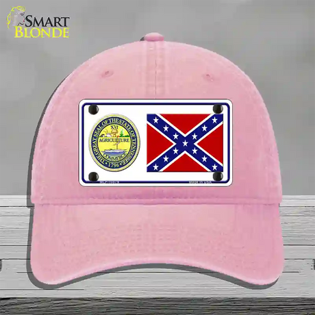 Confederate Flag Tennessee Seal Novelty License Plate Hat Unconstructed Cotton / Pink