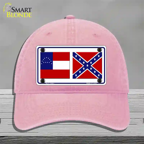 Confederate Robert E Lee Flag Novelty License Plate Hat Unconstructed Cotton / Pink