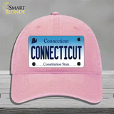 Connecticut State Novelty License Plate Hat Unconstructed Cotton / Pink