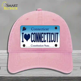 I Love Connecticut Novelty License Plate Hat Unconstructed Cotton / Pink