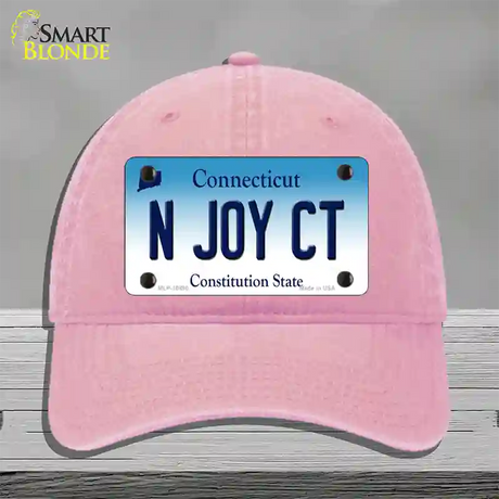 N Joy CT Connecticut Novelty License Plate Hat Unconstructed Cotton / Pink