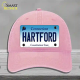 Hartford Connecticut Novelty License Plate Hat Unconstructed Cotton / Pink