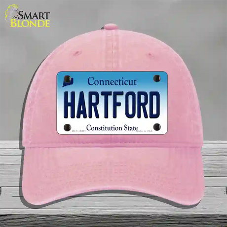 Hartford Connecticut Novelty License Plate Hat Unconstructed Cotton / Pink