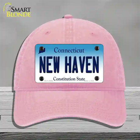 New Haven Connecticut Novelty License Plate Hat Unconstructed Cotton / Pink