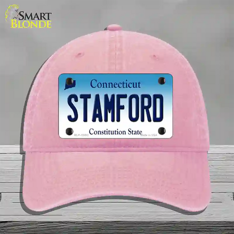 Stamford Connecticut Novelty License Plate Hat Unconstructed Cotton / Pink