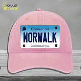 Norwalk Connecticut Novelty License Plate Hat Unconstructed Cotton / Pink