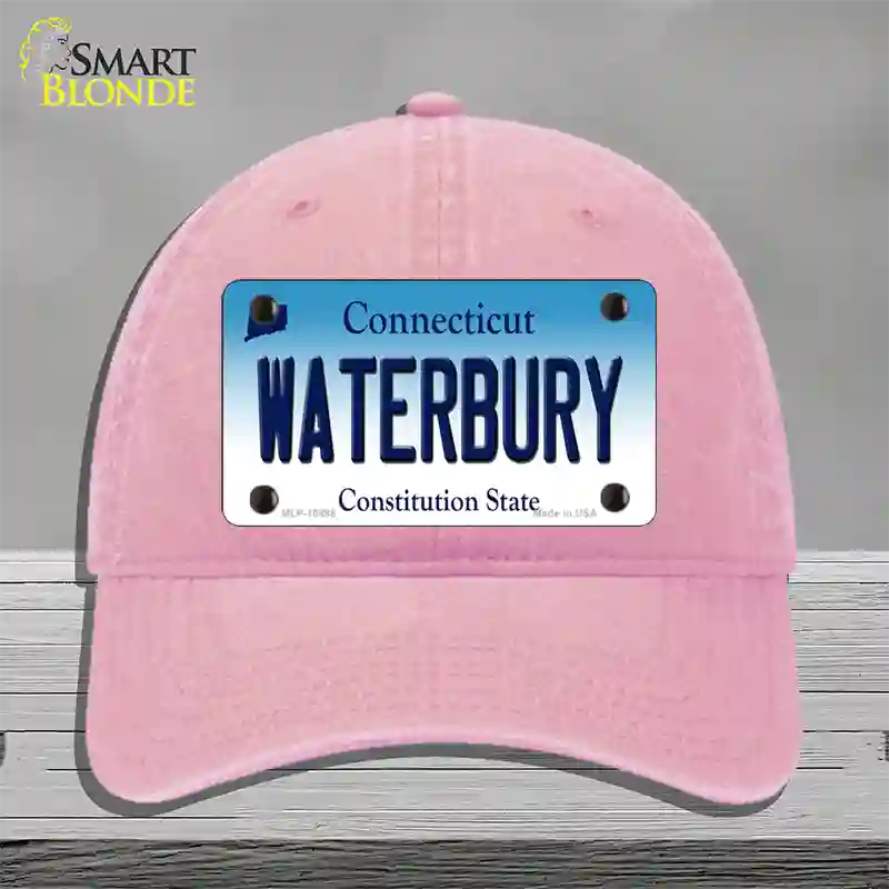 Waterbury Connecticut Novelty License Plate Hat Unconstructed Cotton / Pink