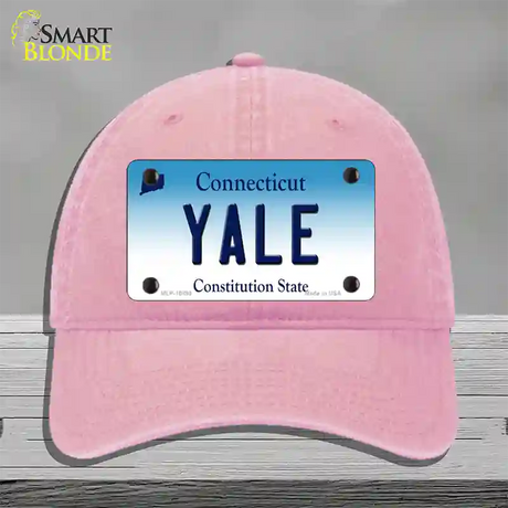 Yale Connecticut Novelty License Plate Hat Unconstructed Cotton / Pink