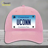 UConn Connecticut Novelty License Plate Hat Unconstructed Cotton / Pink