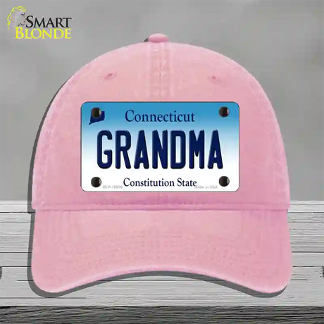 Grandma Connecticut Novelty License Plate Hat Unconstructed Cotton / Pink