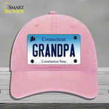 Grandpa Connecticut Novelty License Plate Hat Unconstructed Cotton / Pink