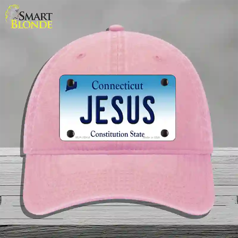 Jesus Connecticut Novelty License Plate Hat Unconstructed Cotton / Pink