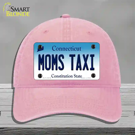 Moms Taxi Connecticut Novelty License Plate Hat Unconstructed Cotton / Pink