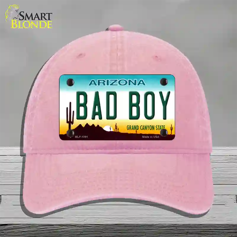 Arizona Bad Boy Novelty License Plate Hat Unconstructed Cotton / Pink