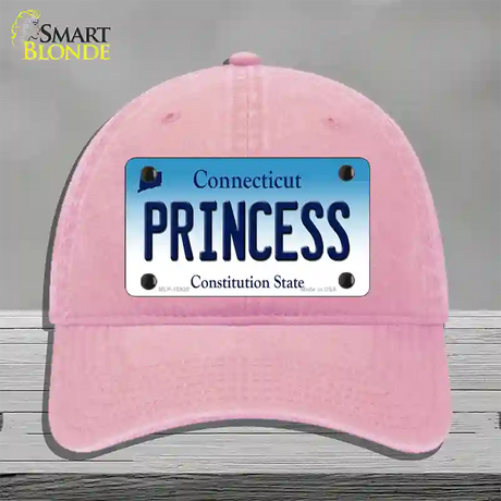 Princess Connecticut Novelty License Plate Hat Unconstructed Cotton / Pink