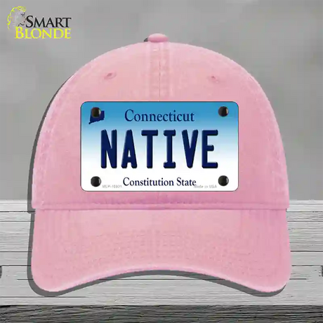 Native Connecticut Novelty License Plate Hat Unconstructed Cotton / Pink