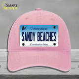 Sandy Beaches Connecticut Novelty License Plate Hat Unconstructed Cotton / Pink