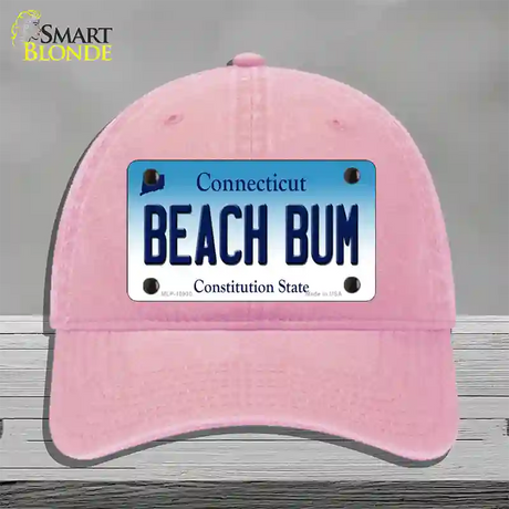 Beach Bum Connecticut Novelty License Plate Hat Unconstructed Cotton / Pink