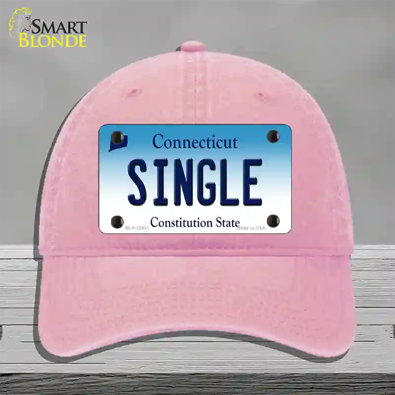 Single Connecticut Novelty License Plate Hat Unconstructed Cotton / Pink