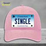 Single Connecticut Novelty License Plate Hat Unconstructed Cotton / Pink