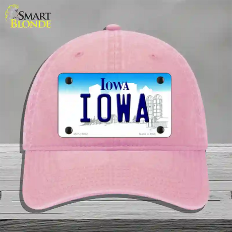 Iowa State Novelty License Plate Hat Unconstructed Cotton / Pink