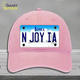 N Joy IA Iowa Novelty License Plate Hat Unconstructed Cotton / Pink