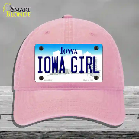 Iowa Girl Iowa Novelty License Plate Hat Unconstructed Cotton / Pink