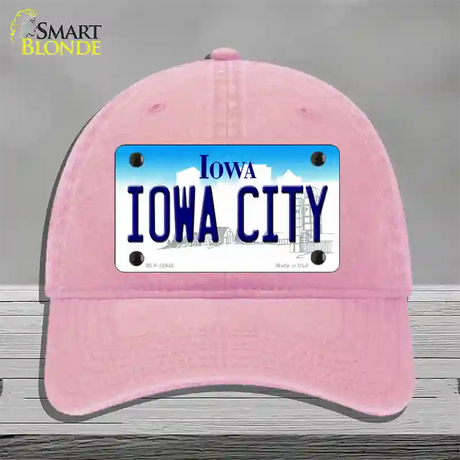 Iowa City Iowa Novelty License Plate Hat Unconstructed Cotton / Pink