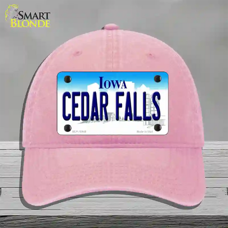 Cedar Falls Iowa Novelty License Plate Hat Unconstructed Cotton / Pink