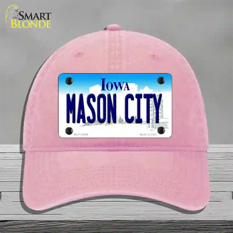 Mason City Iowa Novelty License Plate Hat Unconstructed Cotton / Pink