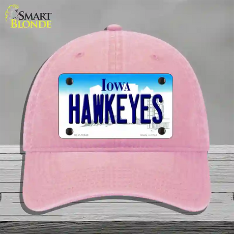 Hawkeyes Iowa Novelty License Plate Hat Unconstructed Cotton / Pink