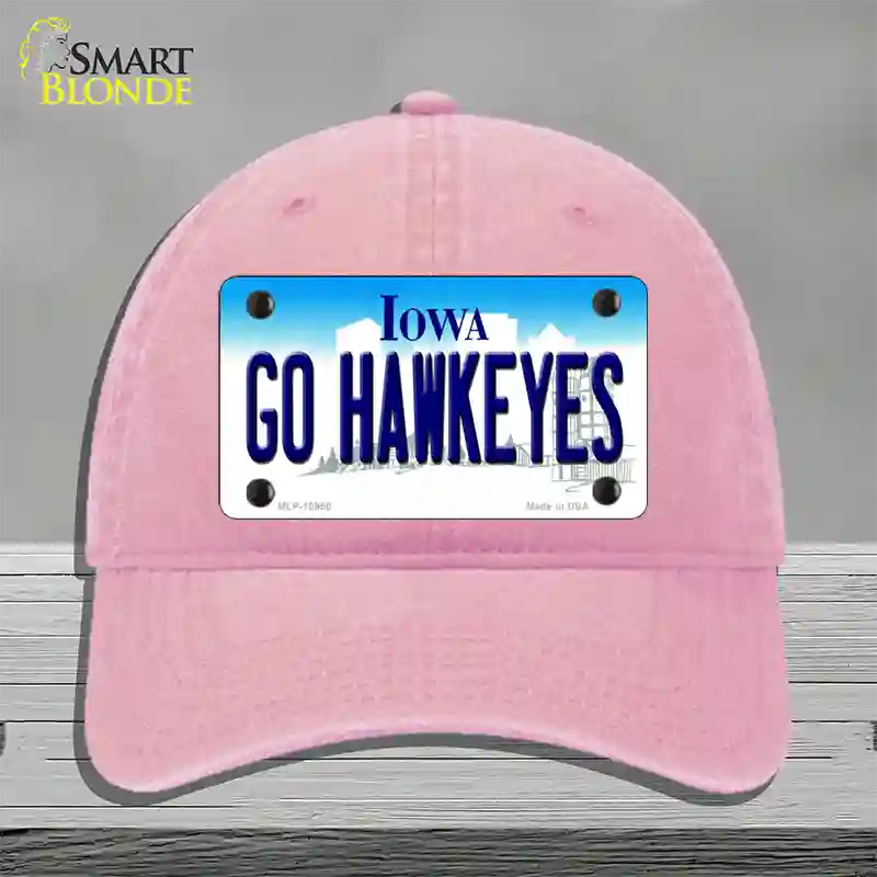 Go Hawkeyes Iowa Novelty License Plate Hat Unconstructed Cotton / Pink