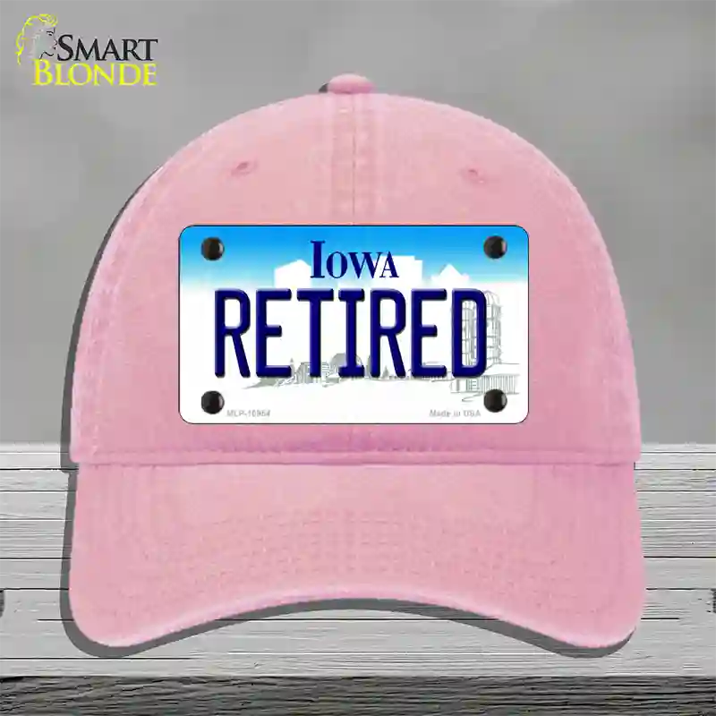 Retired Iowa Novelty License Plate Hat Unconstructed Cotton / Pink