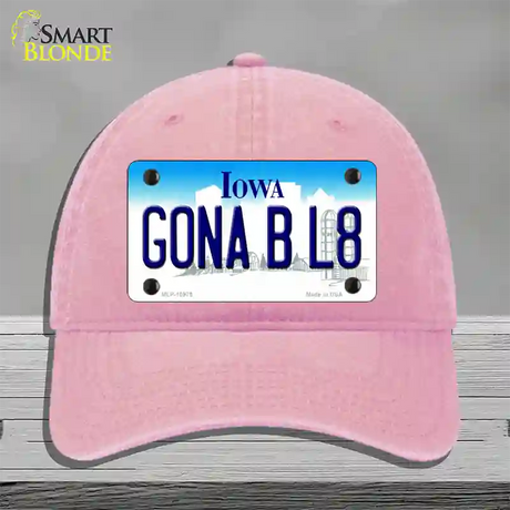 Gona B L8 Iowa Novelty License Plate Hat Unconstructed Cotton / Pink