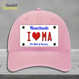 I Love Massachusetts Novelty License Plate Hat Unconstructed Cotton / Pink