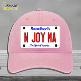 N Joy MA Massachusetts Novelty License Plate Hat Unconstructed Cotton / Pink