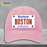 Boston Massachusetts Novelty License Plate Hat Unconstructed Cotton / Pink