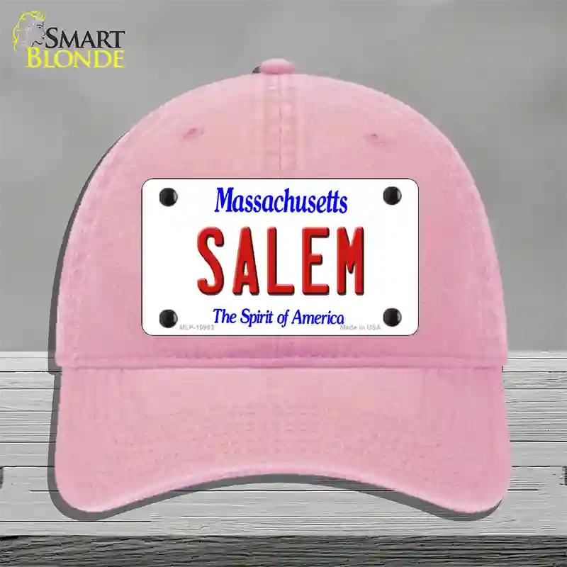 Salem Massachusetts Novelty License Plate Hat Unconstructed Cotton / Pink