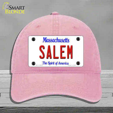 Salem Massachusetts Novelty License Plate Hat Unconstructed Cotton / Pink