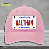 Waltham Massachusetts Novelty License Plate Hat Unconstructed Cotton / Pink