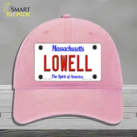 Lowell Massachusetts Novelty License Plate Hat Unconstructed Cotton / Pink