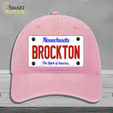 Brockton Massachusetts Novelty License Plate Hat Unconstructed Cotton / Pink