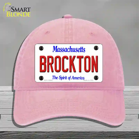 Brockton Massachusetts Novelty License Plate Hat Unconstructed Cotton / Pink