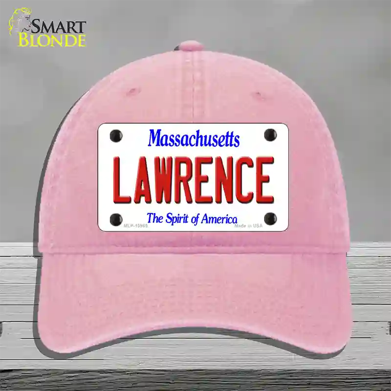 Lawrence Massachusetts Novelty License Plate Hat Unconstructed Cotton / Pink