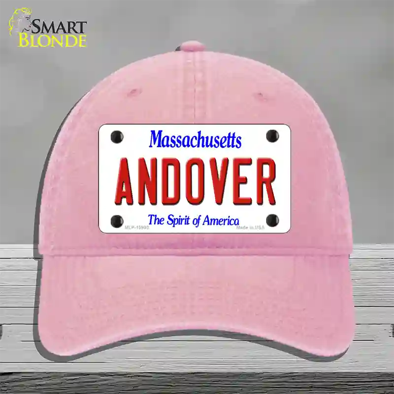 Andover Massachusetts Novelty License Plate Hat Unconstructed Cotton / Pink