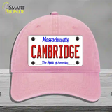 Cambridge Massachusetts Novelty License Plate Hat Unconstructed Cotton / Pink