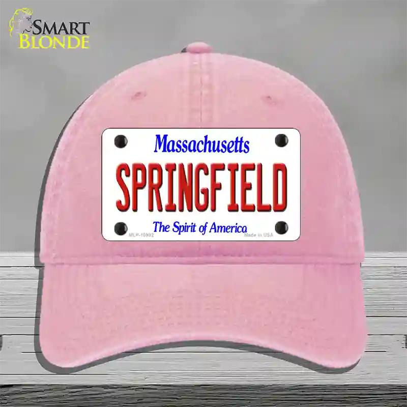 Springfield Massachusetts Novelty License Plate Hat Unconstructed Cotton / Pink