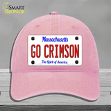 Go Crimson Massachusetts Novelty License Plate Hat Unconstructed Cotton / Pink