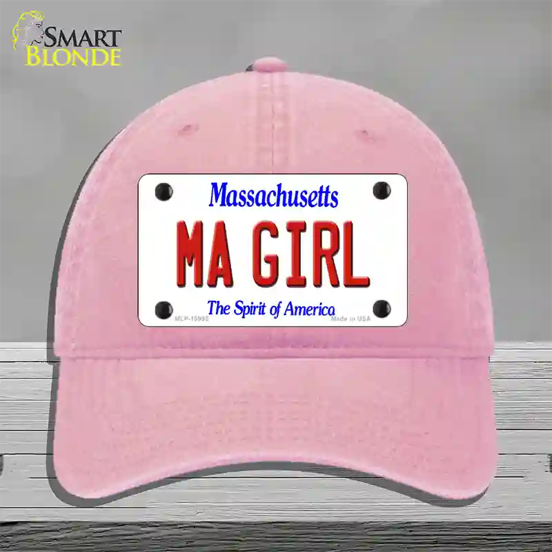 MA Girl Massachusetts Novelty License Plate Hat Unconstructed Cotton / Pink